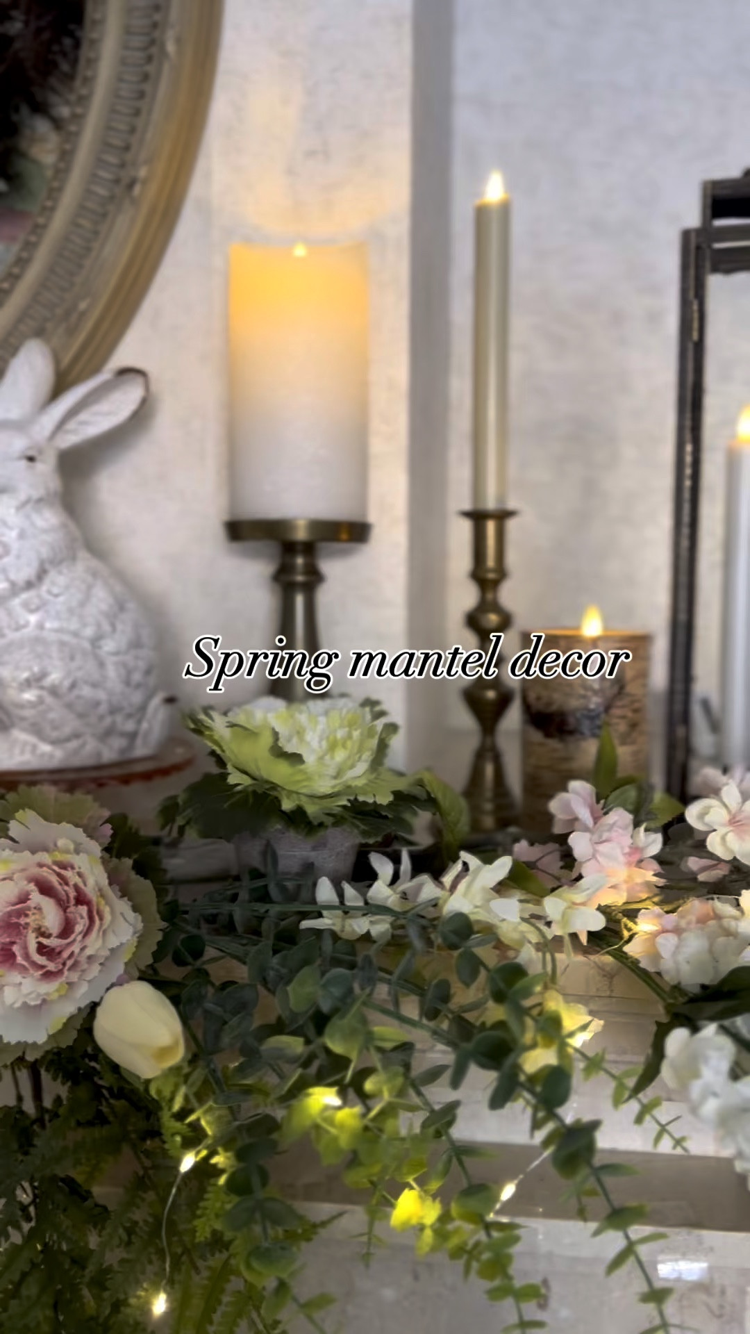 Spring mantel decor, Easter decorations, bunny decor, living room mantel 

#LTKHome #LTKFindsUnder50 #LTKWatchNow