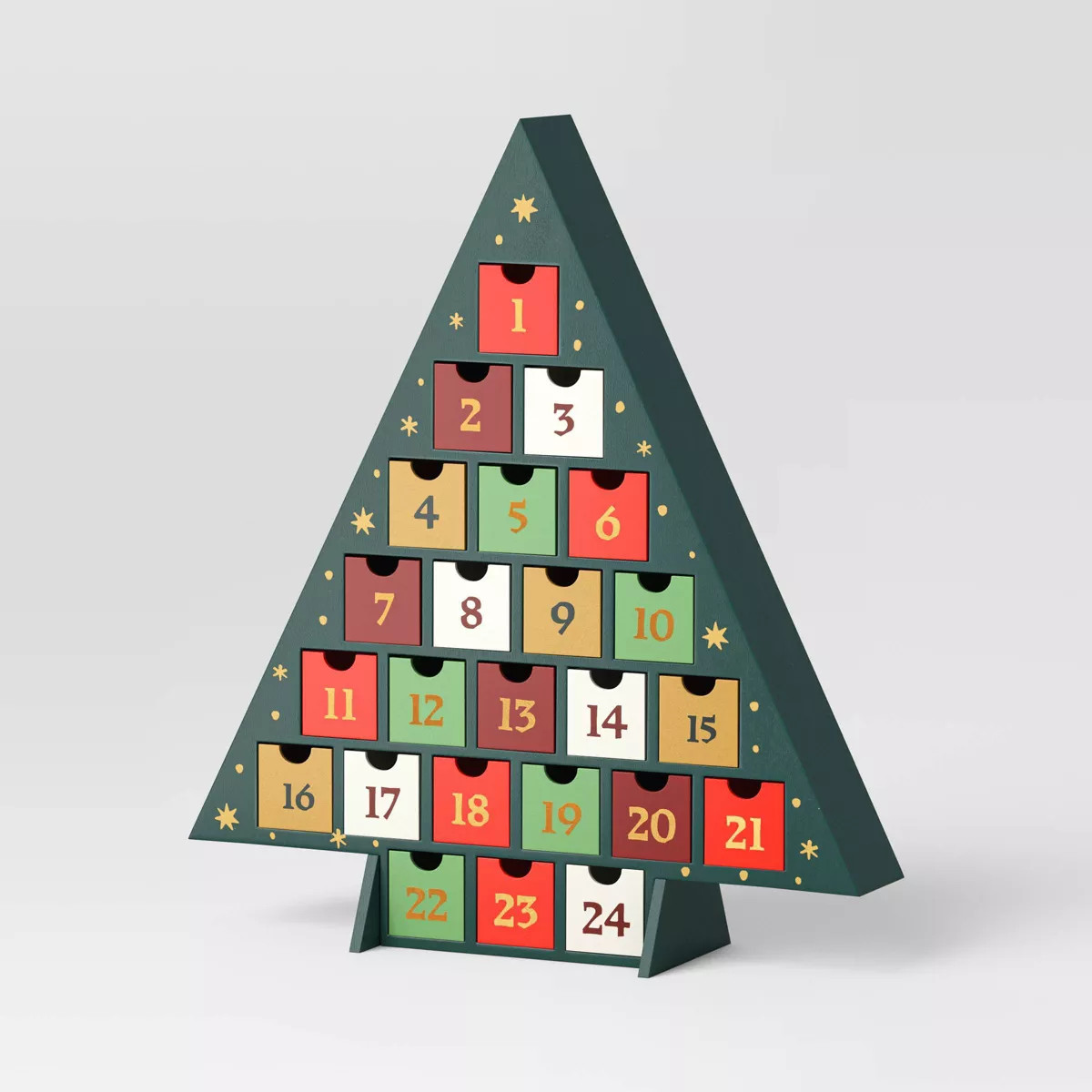 16.25" Wood Christmas Tree Tabletop Advent Calendar Dark Green - Wondershop™ | Target