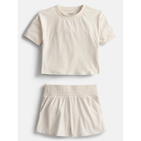 Athletic Works Girls Active ButterCore Tee and Shorts Set, 2 Piece, Sizes 4-18 | Walmart (US)