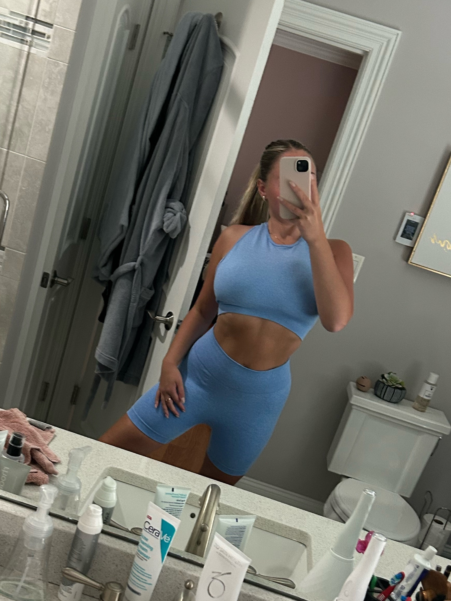 Love this 2 piece workout set! B&B baby,  blue and biker shorts 🤭

#LTKFindsUnder50 #LTKActive #LTKFitness