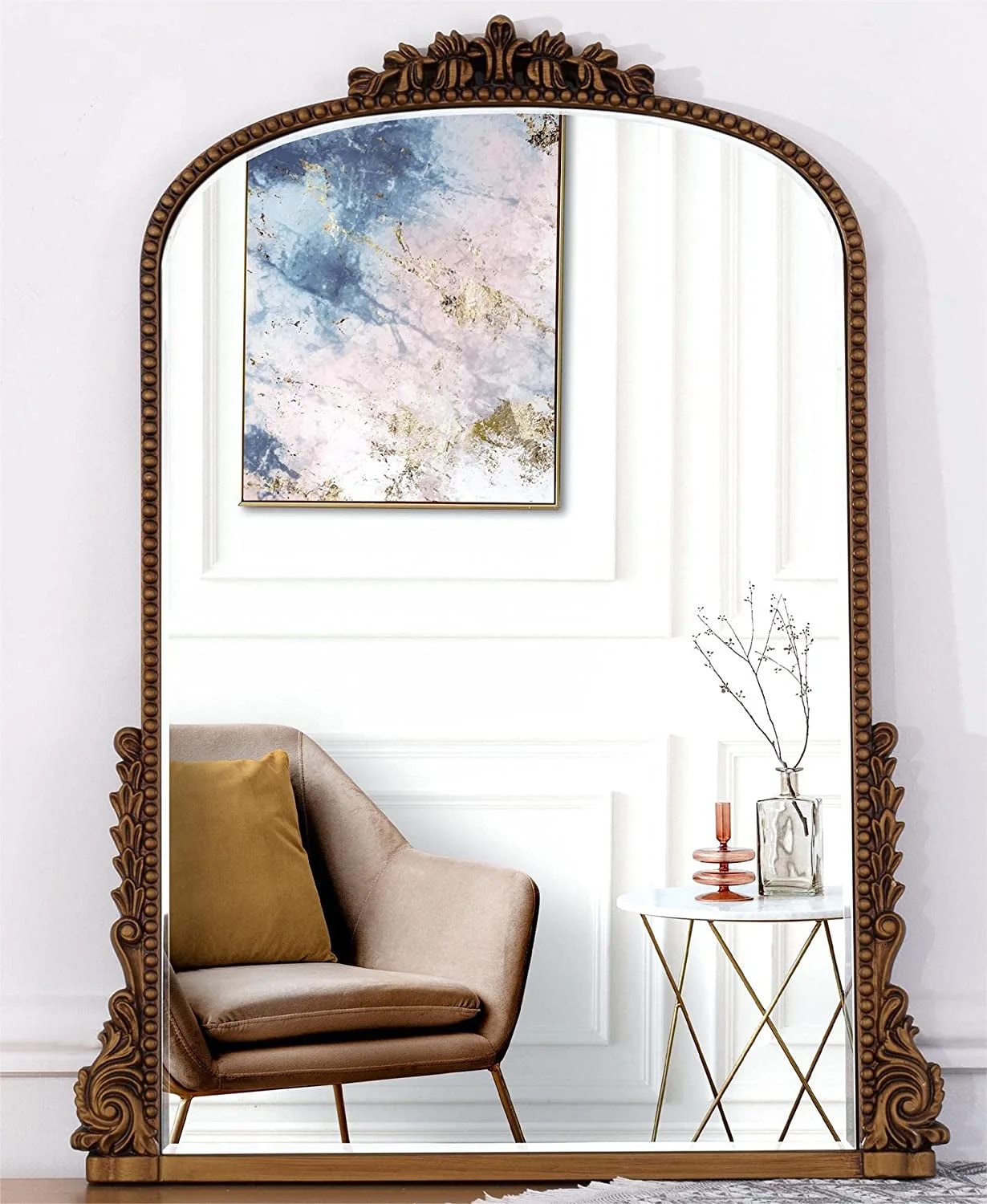 Antique Wall Mirror Gold Baroque Ornate for Home Decor Decorative Arched Mirrors for Entryway Bathroom Powder Room Traditional Elegant Old Mirror 31.5 X 23.6 | Walmart (US)