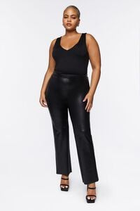Plus Size Faux Leather High-Rise Bootcut Pants | Forever 21 (US)