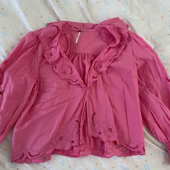 Free People Maisie Cutwork Top in Pink (color no longer available on website!!!) | Poshmark