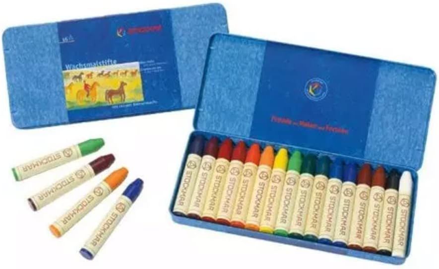 Stockmar Beeswax Stick Crayons, Set of 16 - Non Toxic, Jumbo Crayons, Beeswax Crayons For Toddler... | Amazon (US)