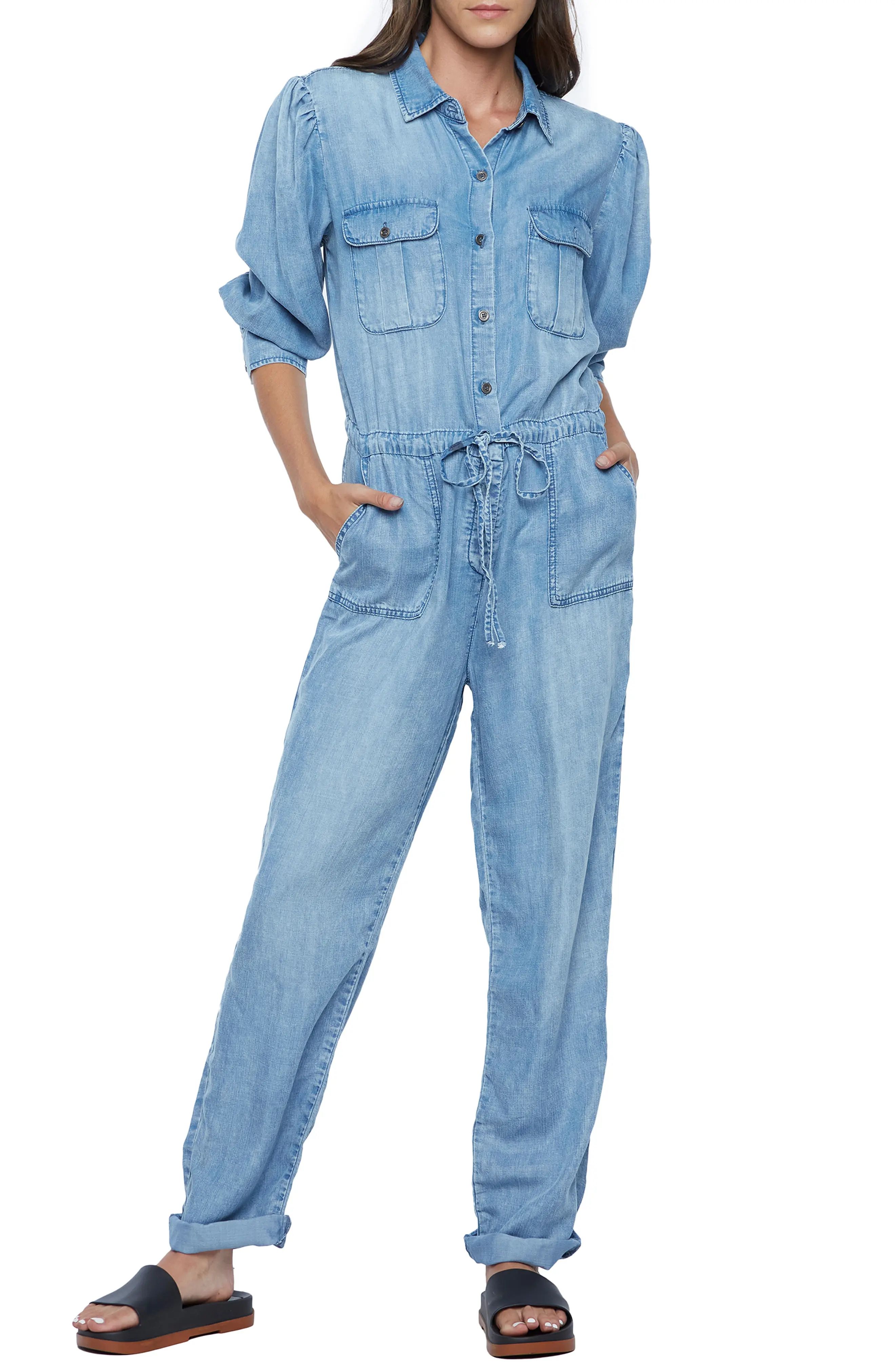 Wash Lab Denim Denim Jumpsuit in Everyday Blue at Nordstrom, Size X-Large | Nordstrom