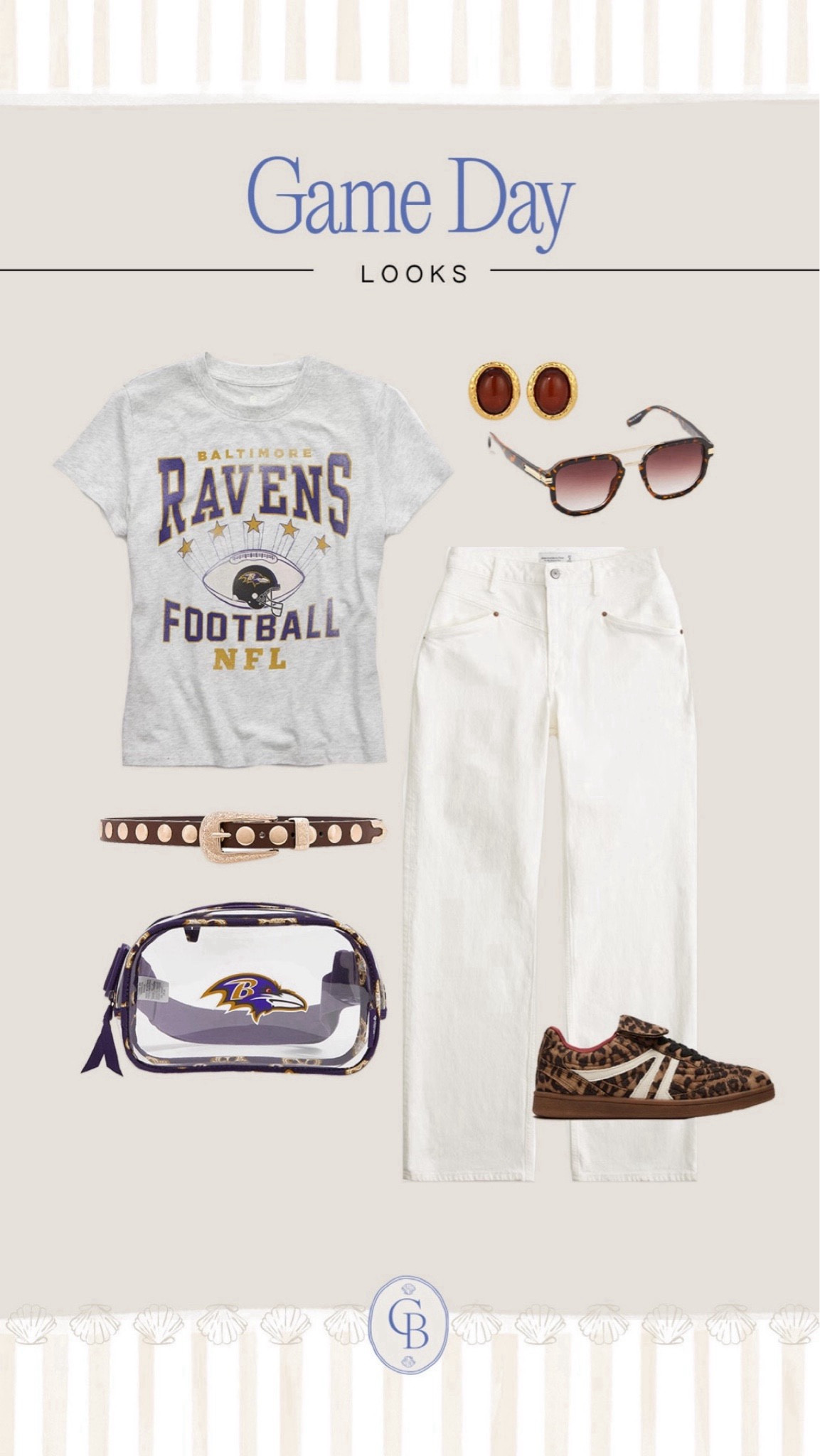 Baltimore Ravens game day fit! If you’re heading to the stadium this season, this is the perfect outfit. Classic NFL tee paired with your favorite white jeans, a clear bag, and a statement sneaker. 

#LTKMidsize #LTKSaleAlert #LTKStyleTip