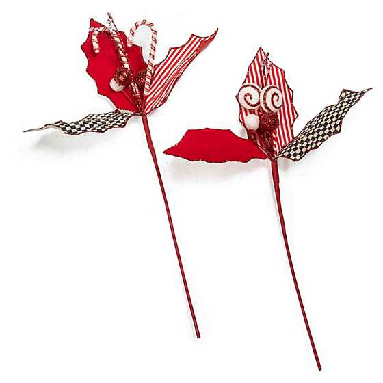 Peppermint and Candy Cane Holly Pick - Set of 2 | MacKenzie-Childs
