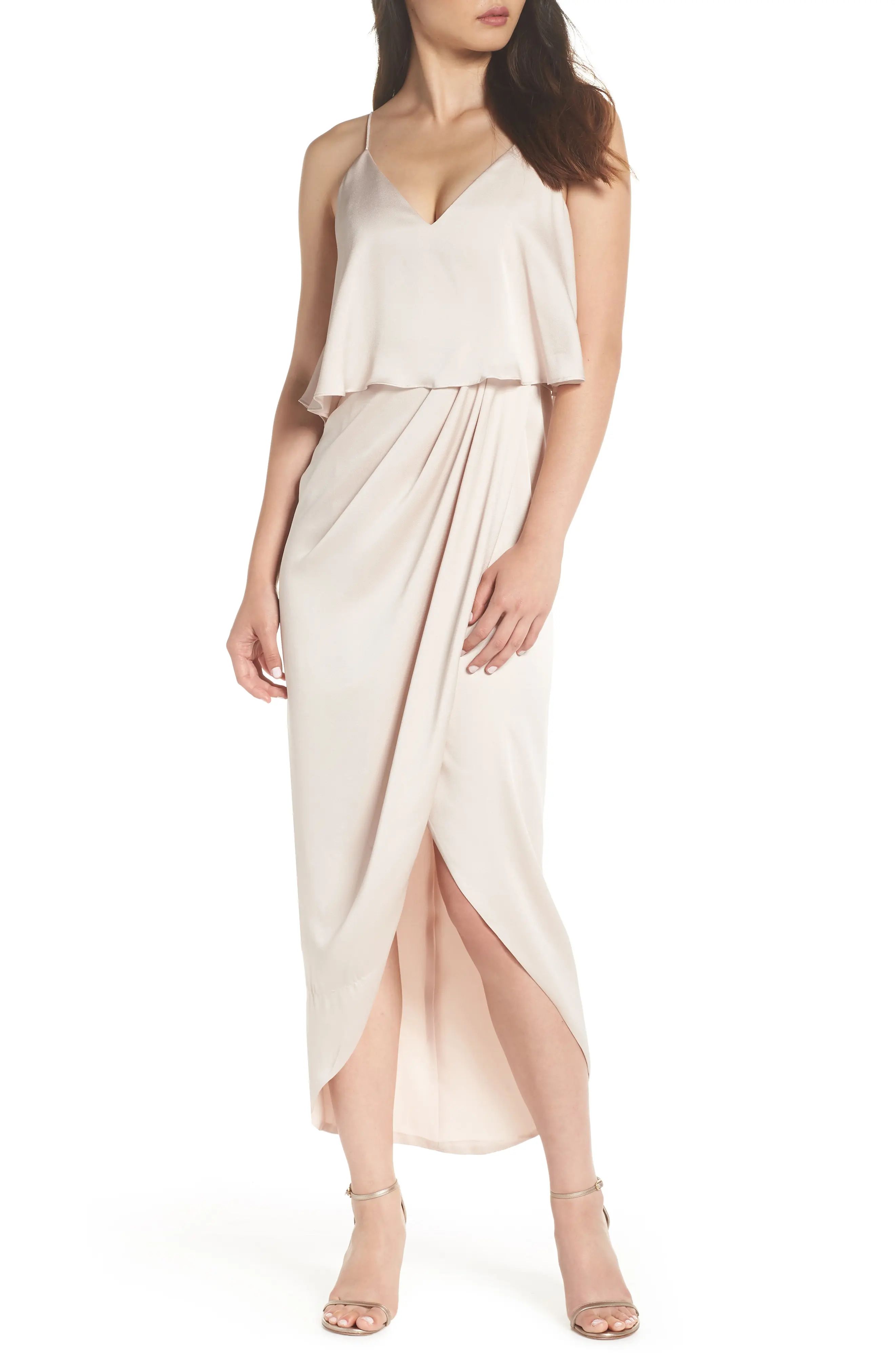 Shona Joy Luxe Frill Tulip Hem Maxi Dress in Porcelain at Nordstrom, Size 12 | Nordstrom