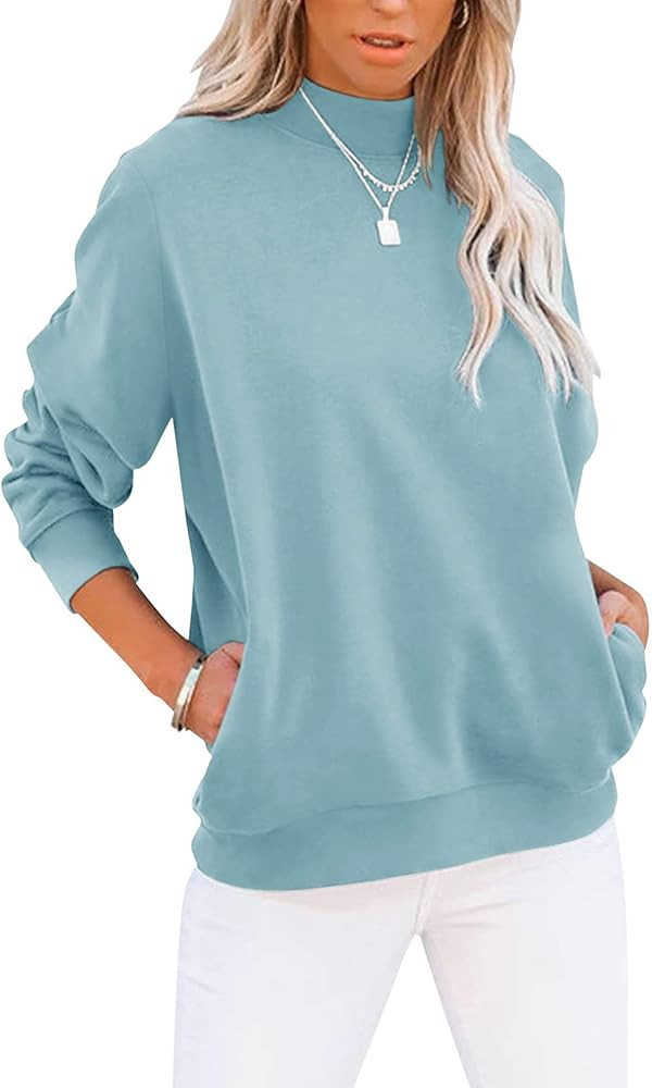 TICTICMIMI Women's Casual Long Sleeve Sweatshirt Tops Mock Turtleneck Lightweight Tunic Fall Pull... | Amazon (US)
