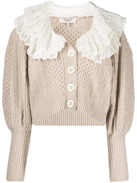 Melanie removable-collar merino cardigan | Farfetch (US)