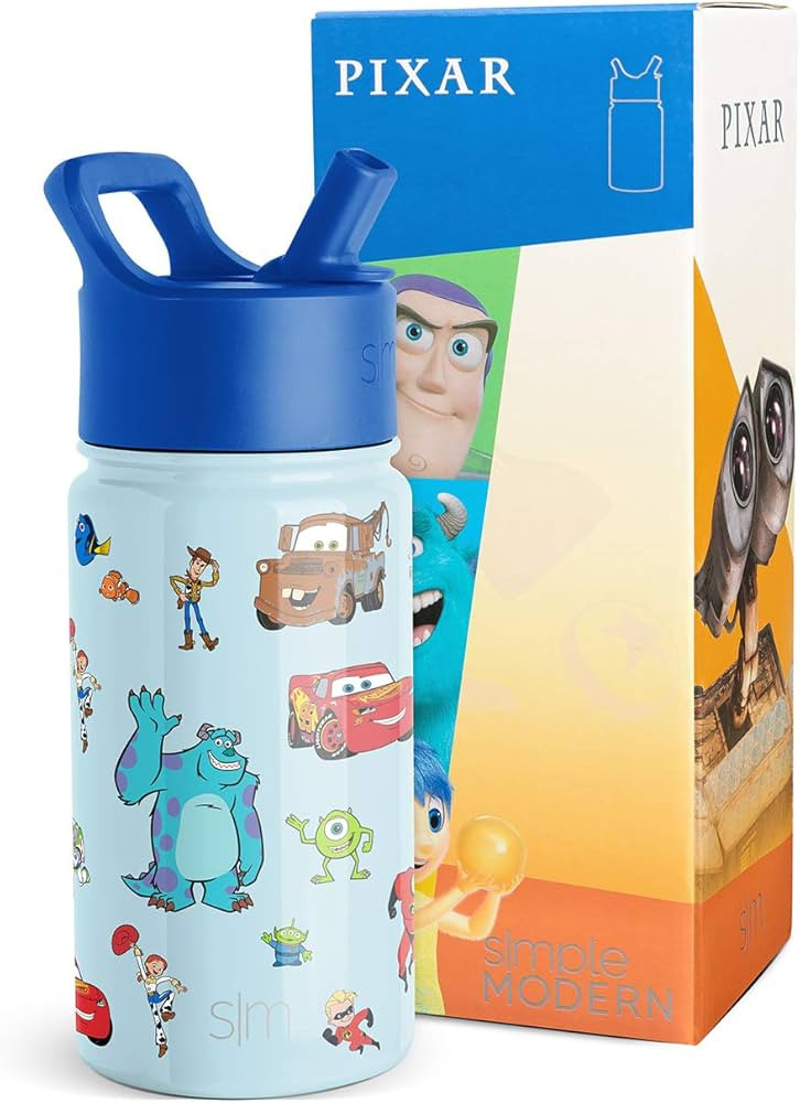 Simple Modern Disney Pixar Kids Water Bottle with Straw Lid | Reusable Insulated Stainless Steel ... | Amazon (US)