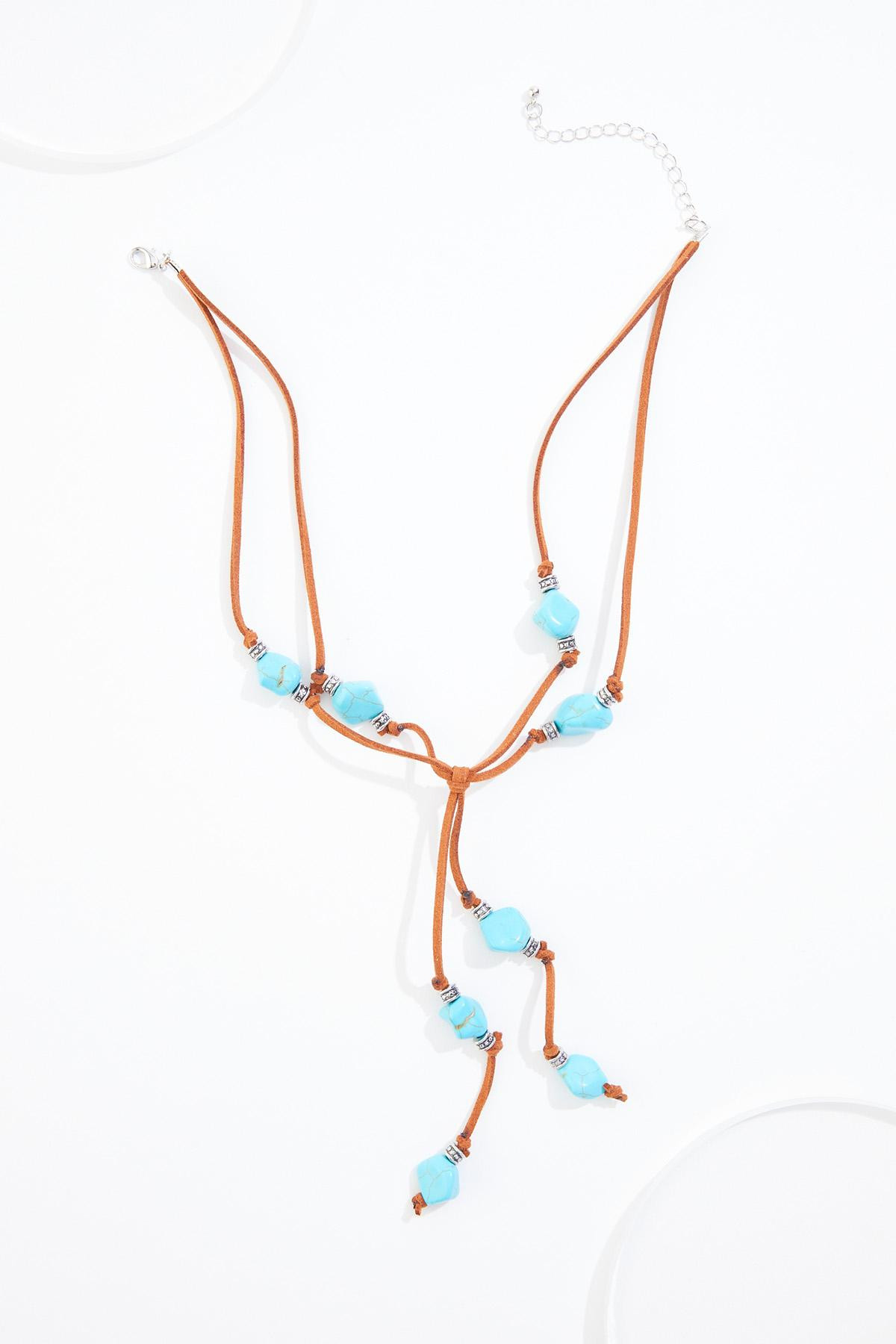 Semi- Precious Turquoise Stone Corded Y Necklace | Cato Fashions
