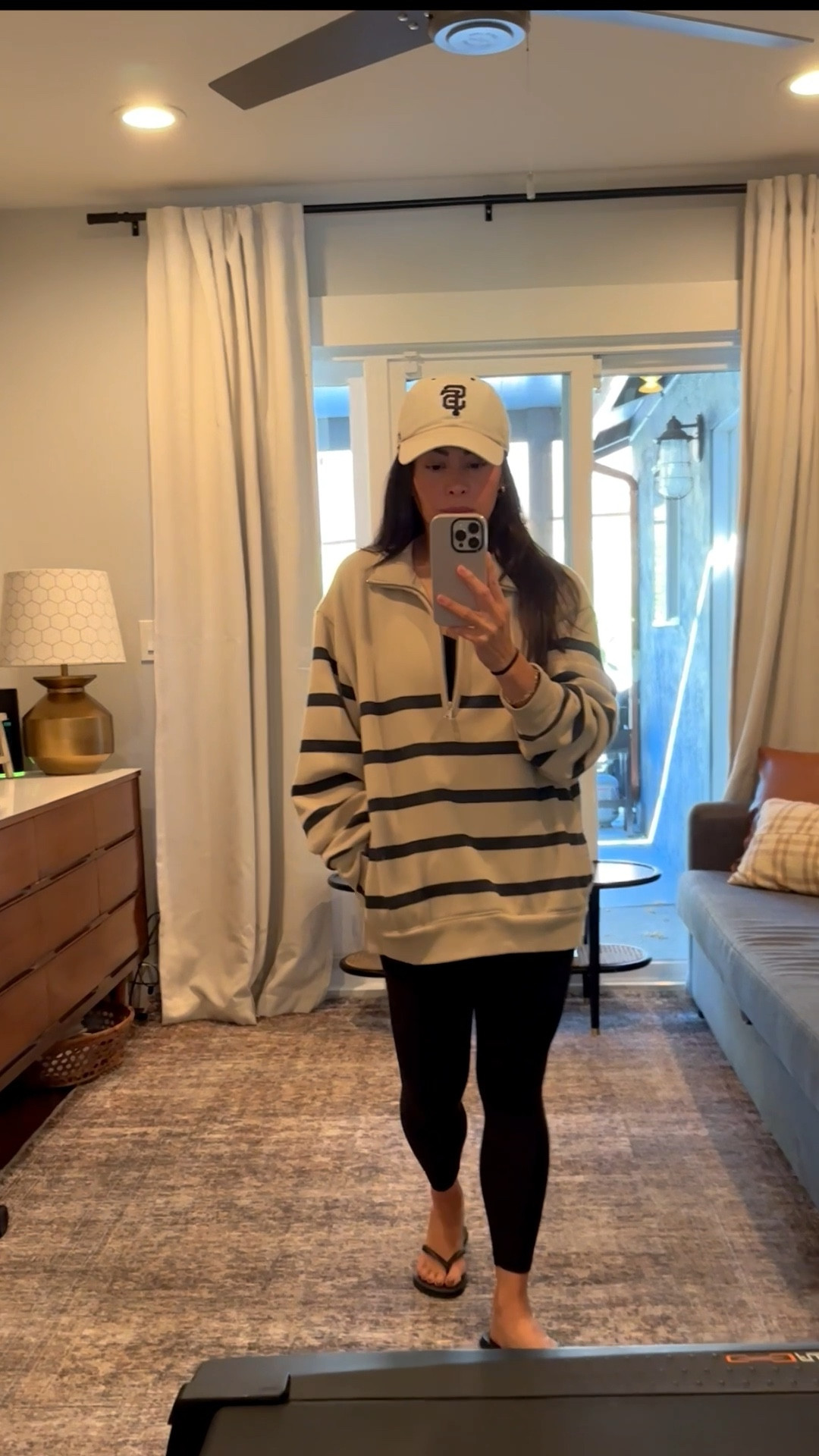WFH OOTD (Work from home outfit of the day)
Oversized zip-up sweatshirt with leggings, tank top and flip-flops and my fave baseball cap for no hair wash day.

#LTKPetite #LTKActive #LTKOver40