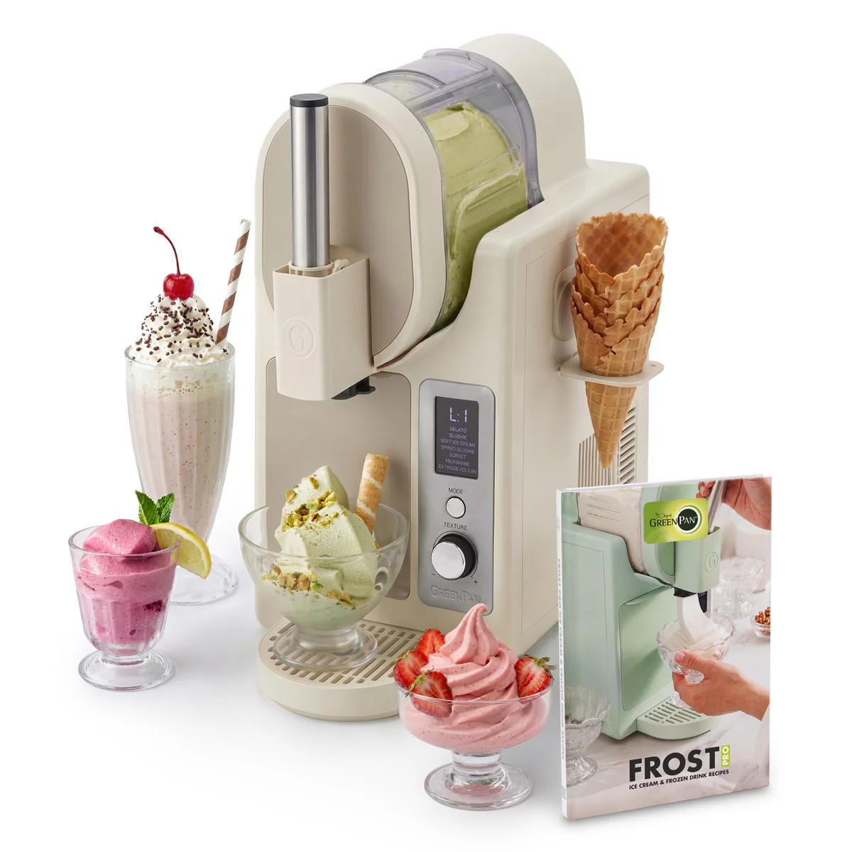 Frost Pro 16-in-1 Ice Cream, Gelato & Frozen Drink Maker | Cream | GreenPan