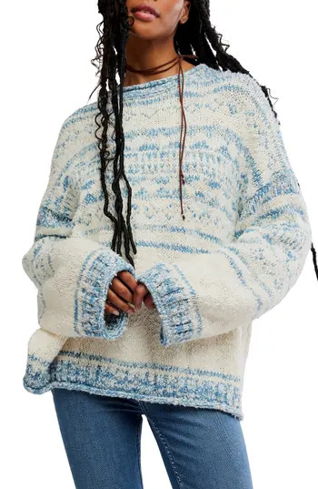 Free People Dani Oversize Cotton Blend Sweater in Cloud Combo at Nordstrom Rack, Size Large | Nordstrom Rack