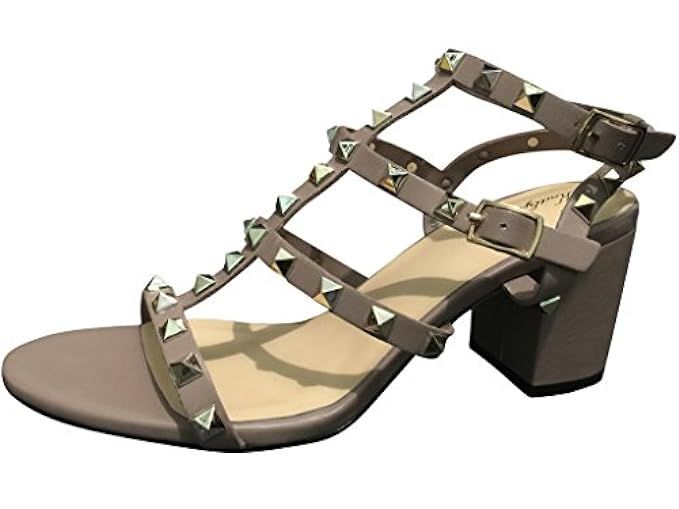 Kaitlyn Pan Studded Block Heel Open Toe Sandal | Amazon (US)