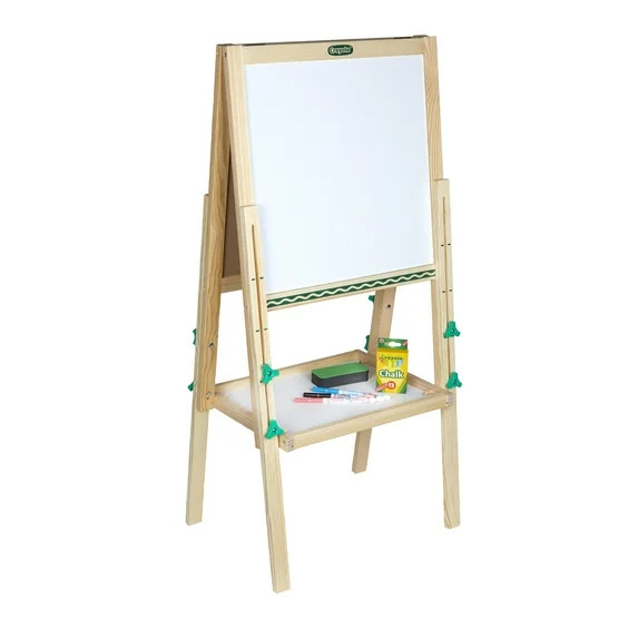 Crayola Double Sided Wooden Easel for Kids, Magnetic Dry Erase & Chalkboard, Adjustable Height, A... | Walmart (US)