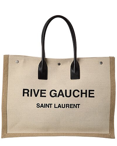 Rive Gauche Large Linen & Leather Tote | Gilt & Gilt City