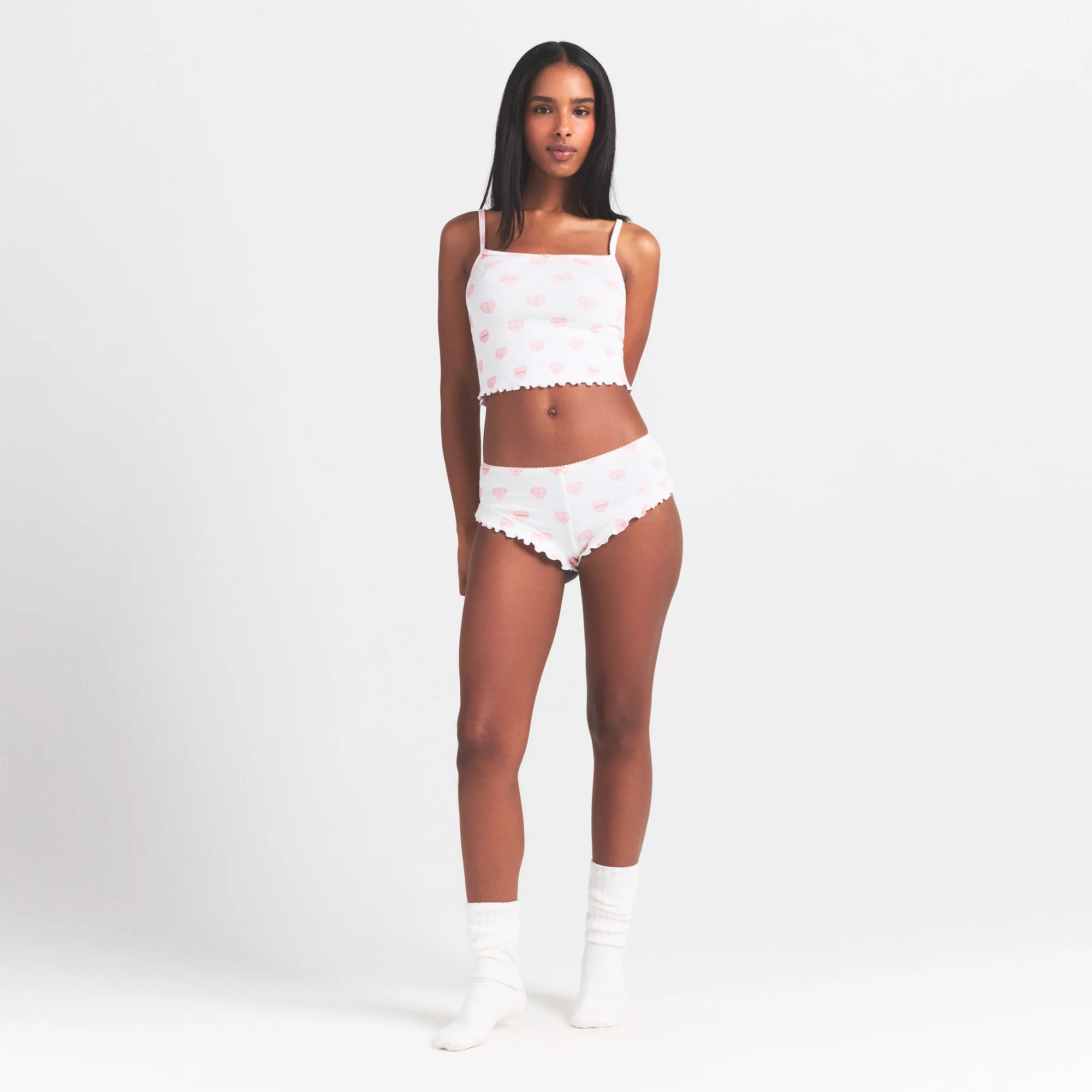SKIMS Cami Pajama Set | White | Small | Logo Pointelle | SKIMS (US)