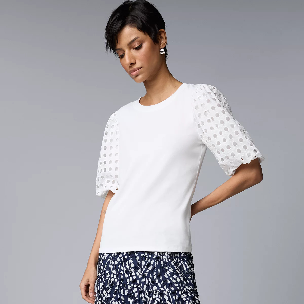 Women's Simply Vera Vera Wang Eyelet Sleeve Top | Kohl's