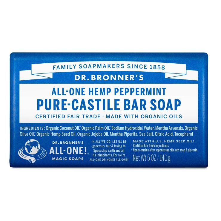 Dr. Bronner's All-One Hemp Peppermint Pure-Castile Bar Soap - 5oz | Target