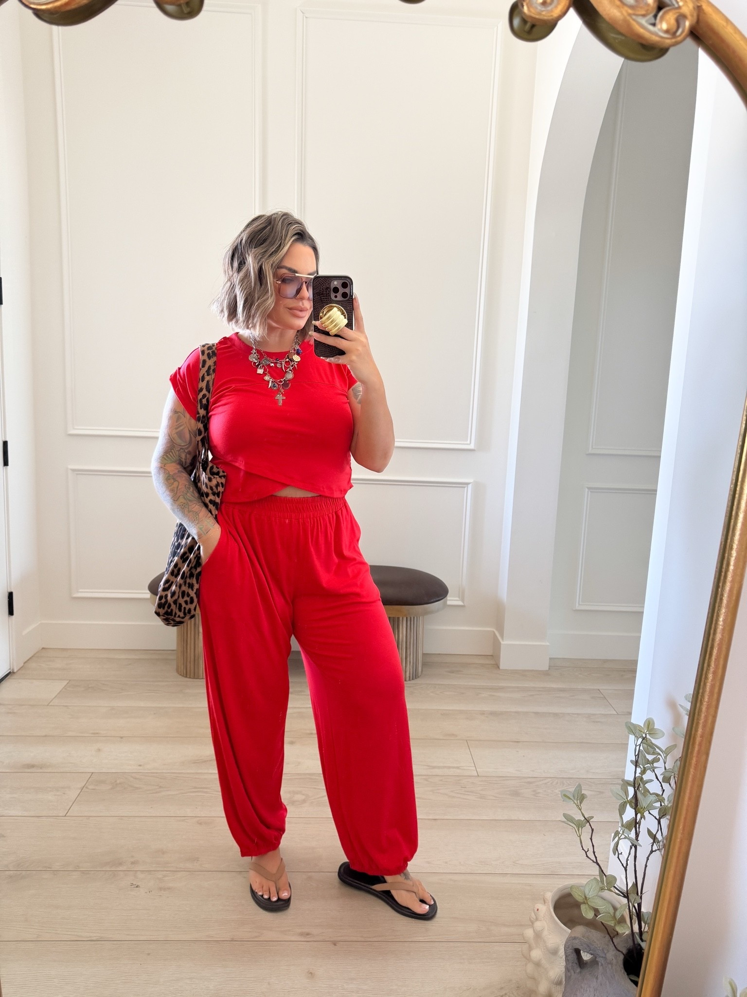 Set size xl 
This is a great Amazon FP look for less. Comes in tons of colors. I have been loving red lately but I may grab one more color in this. 
#ootd #amazon
