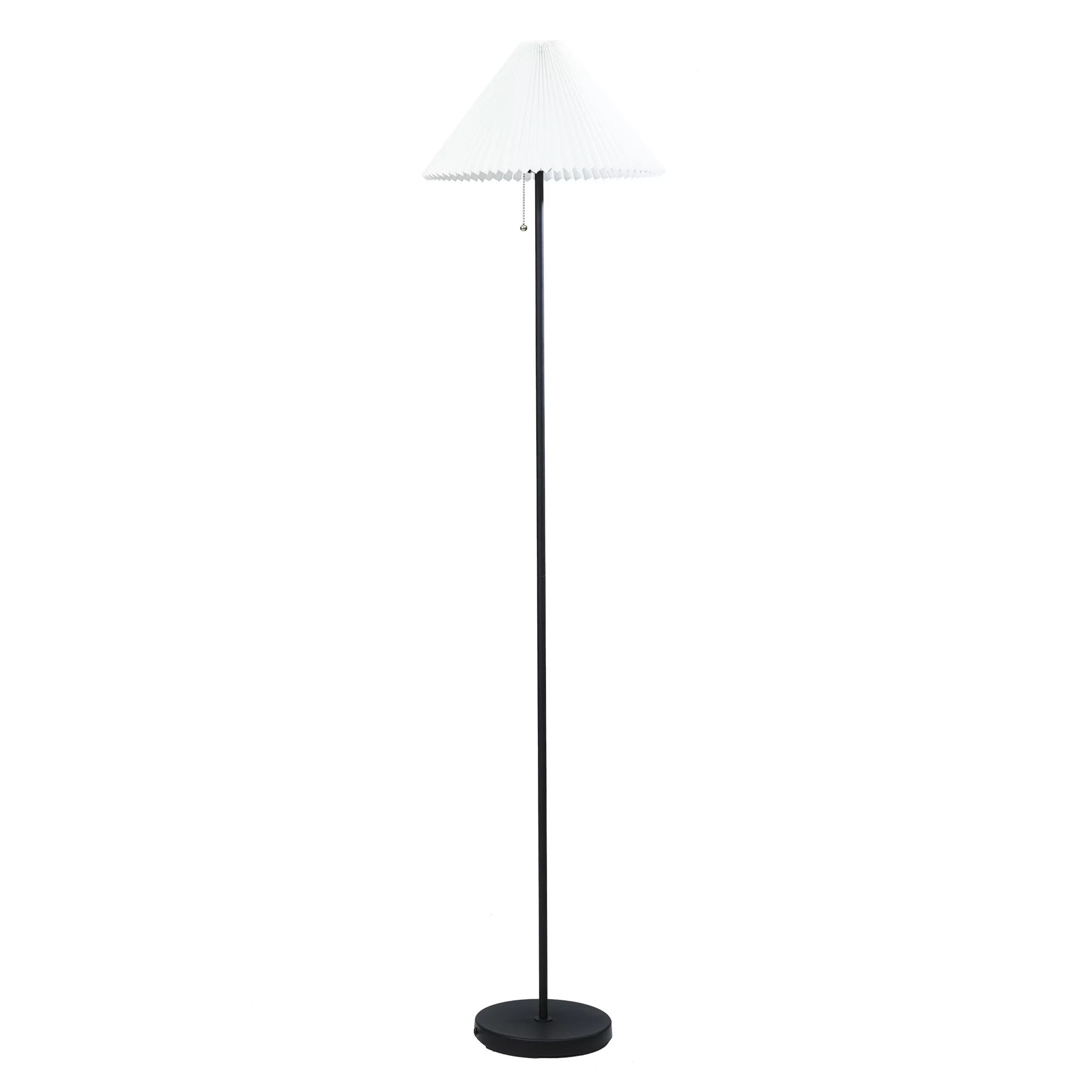 Mainstays 64" Matte Black Metal Floor Lamp, with Pleated White Lampshade | Walmart (US)