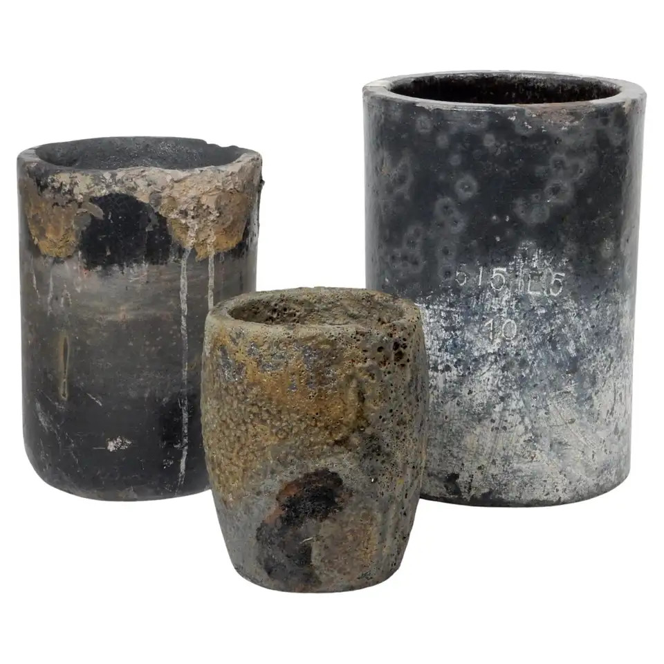 Set of 3 Foundry Crucible's Planters, French, 1950's | 1stDibs