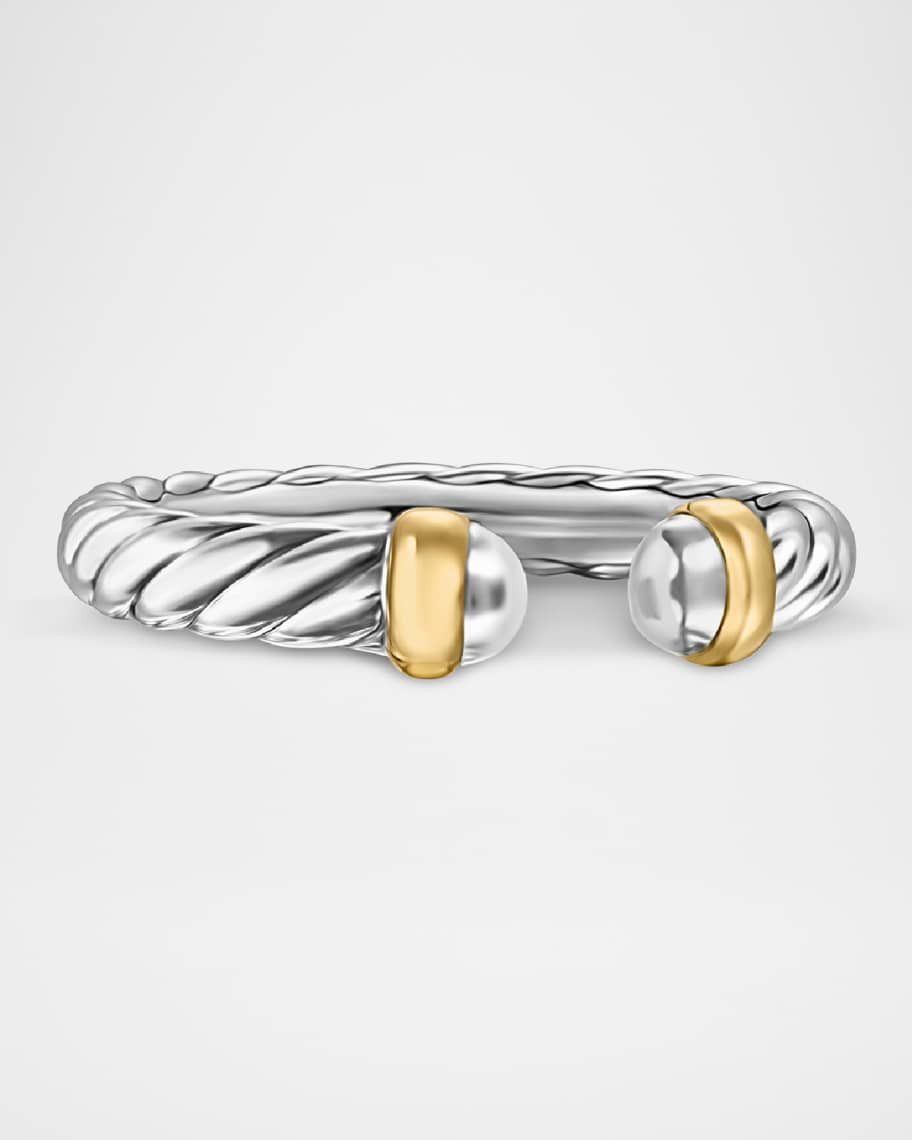 Cable Flex Open Ring in Silver and 14K Gold, 3.4mm | Neiman Marcus