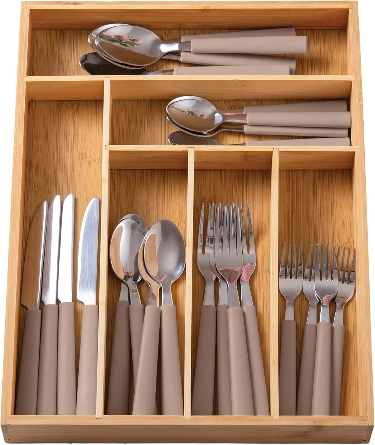 COOK WITH COLOR Bamboo Kitchen Utensil Set with Drawer Organizer | Cooking Tools and Storage Cadd... | Amazon (US)