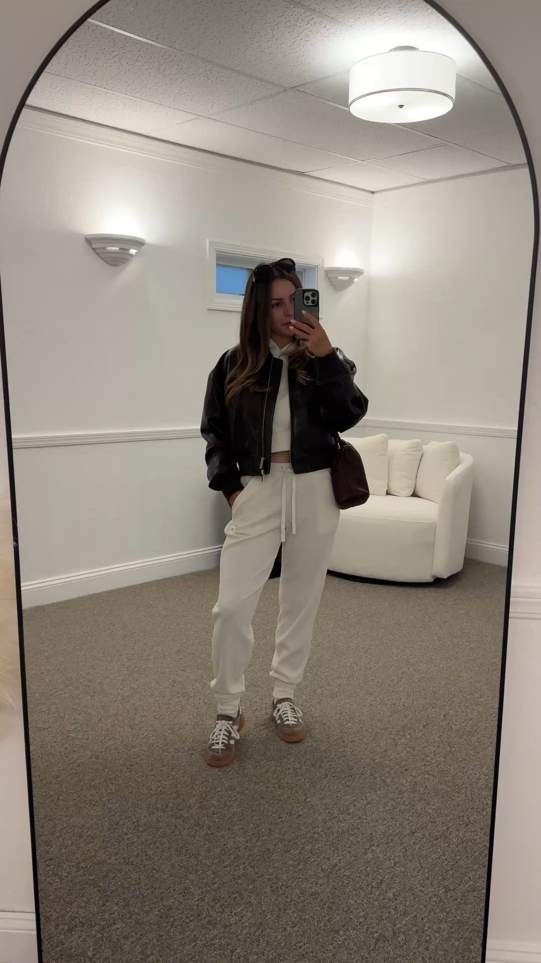 Cropped hoodie- xs
Joggers- xs
Faux leather bomber jacket- small
Adidas spezial sneakers
Celine sunglasses
Loewe medium flamenco bag

Petite, casual outfit, spring outfit, brown bomber jacket, Aritzia jacket, Alo set

#LTKPetite #LTKWatchNow #LTKStyleTip