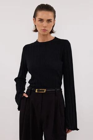 SYLVIA BLACK CREW KNIT TOP | DISSH
