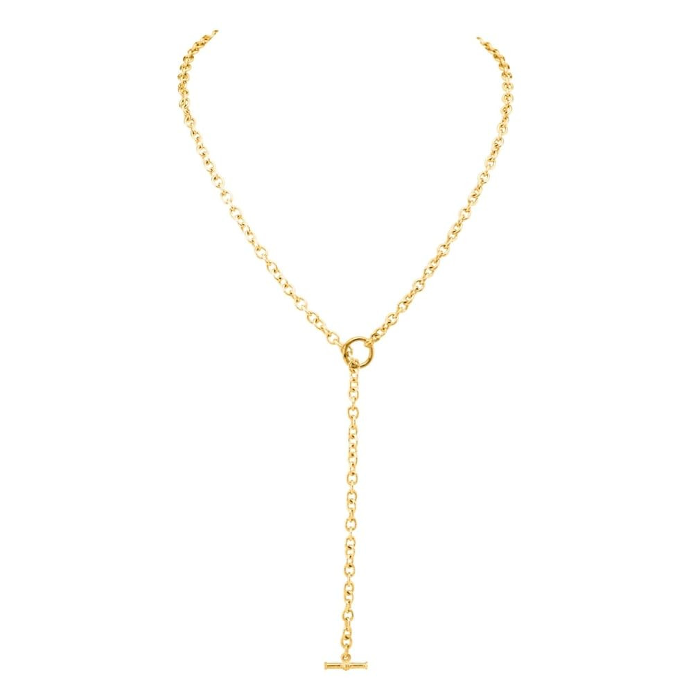 Monte Christo Y-Shaped Cable Chain Necklace | 14K Yellow Gold Plated Sterling Silver 925 | Gold N... | Amazon (US)