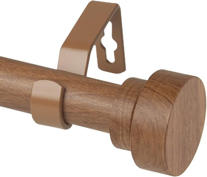 Rod Desyne W100-37-48W3 1" Bonnet Faux Wood Single Curtain Rod, 48-84 inch, Chestnut | Amazon (US)
