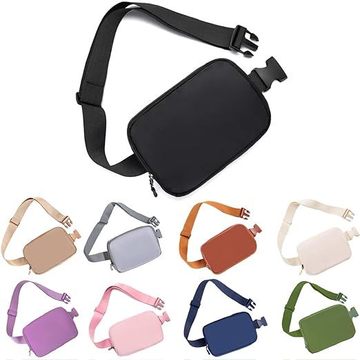 Belt bag Fanny pack crossbody bags for women Everywhere belt bag Waist packs with 3 Pockets (blac... | Amazon (US)