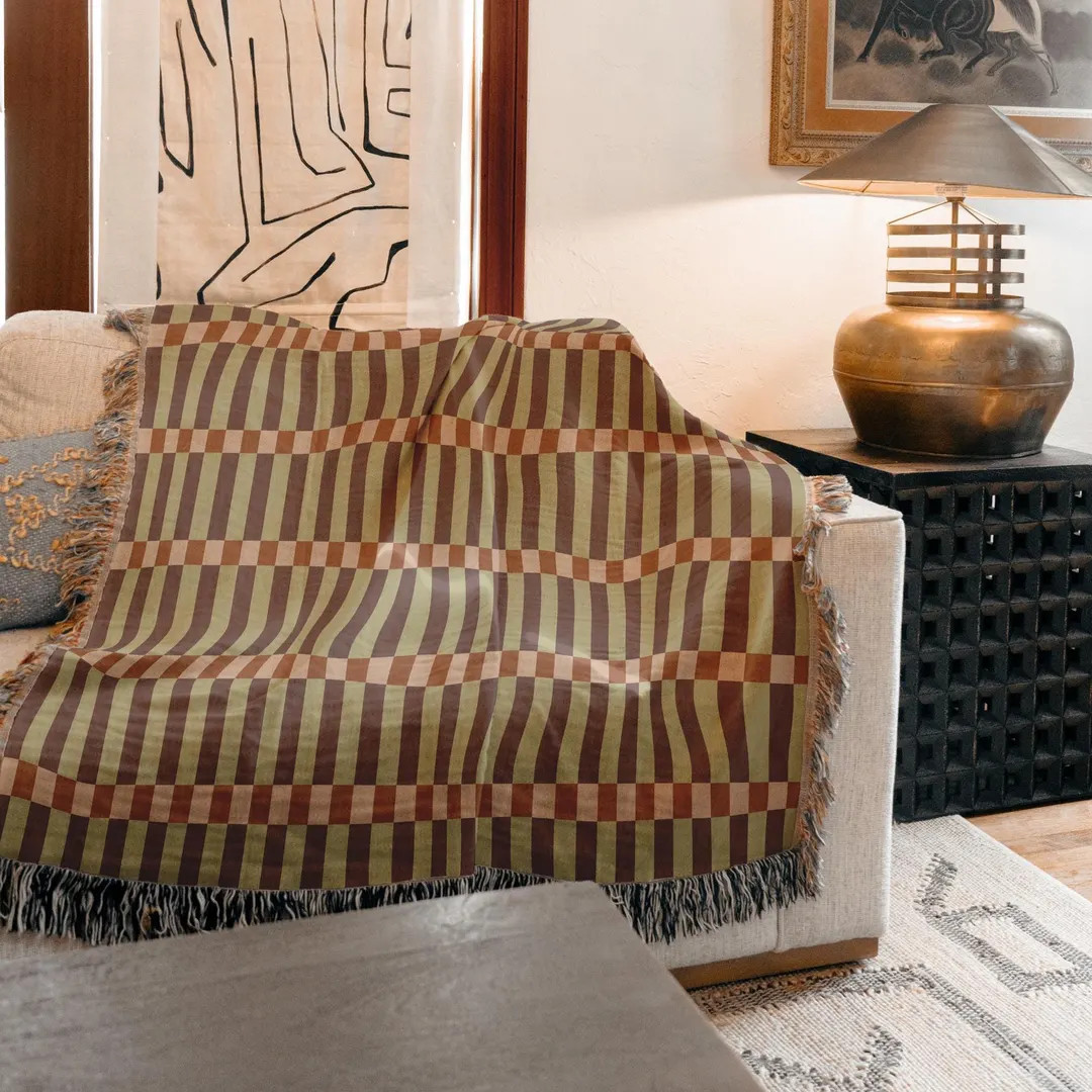 Soft Cotton Woven MCM Blanket | Tapestry Throw | Aesthetic Gift Blanket | Color Block Wall Tapest... | Etsy (US)