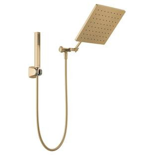 Raincan Gold 1-Spray Dual Wall Mount Fixed and Handheld Shower Head 1.75 GPM in Champagne Bronze | The Home Depot