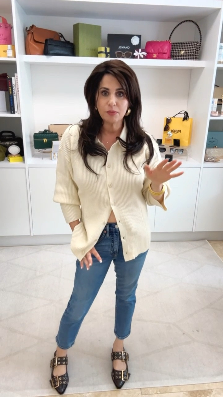 Danedvi Women's Oversized Collared Cardigan - Ribbed Knit, Open Front with Button-Up and Bell Sleeve

#LTKStyleTip #LTKVideo #LTKOver40