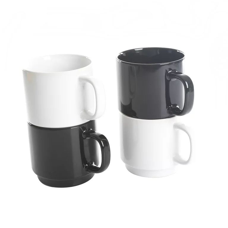 Gap Home Color Cups 14.8-Ounce Stackable Black and White Stoneware Mug Set, Set of 4 | Walmart (US)