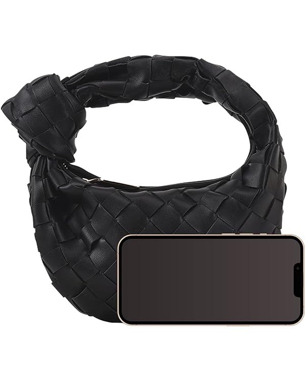 JYG Knoted Woven Handbag for Women Fashion Designer Ladies Hobo Bag Bucket Purse Faux Leather | Amazon (US)