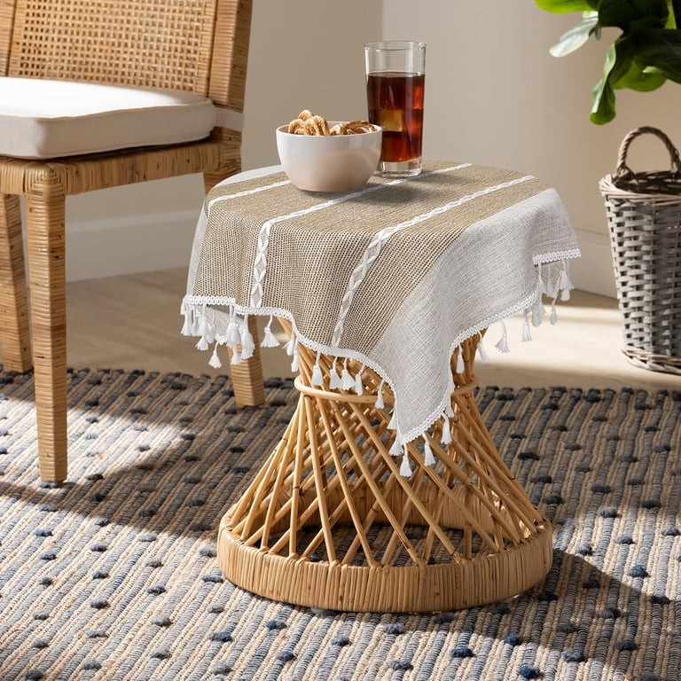 BDIUA-Boho Small Tablecltoh Square 24 x 24 inch, Spring Summer Cotton Linen Bedside Table Cloth w... | Walmart (US)