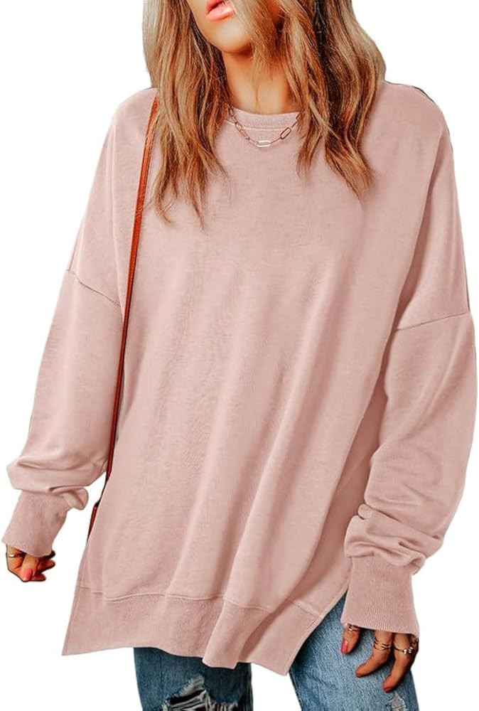 SHEWIN Womens Sweatshirt Casual Long Sleeve Crewneck Lightweight Pullover Tops Loose Sweatshirts | Amazon (US)