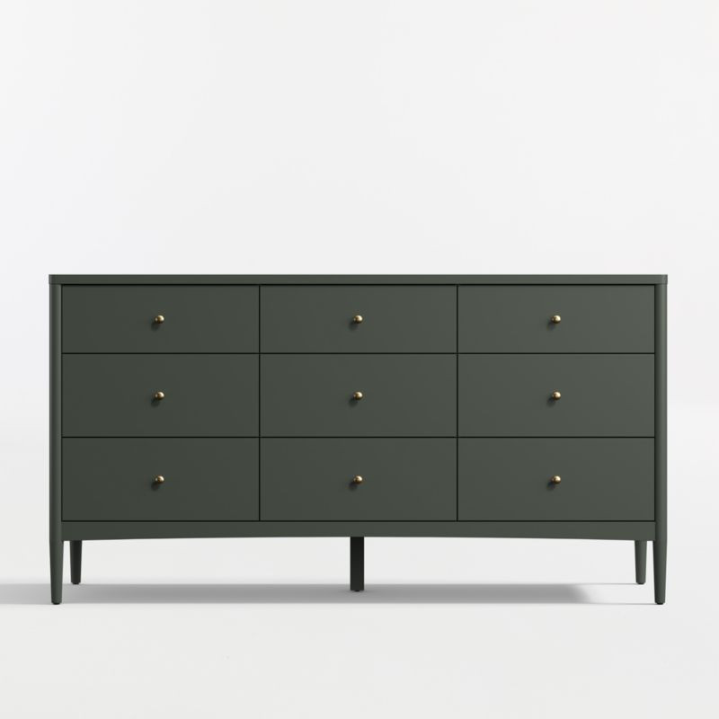 Hampshire 64" Olive Green Extra Wide 9-Drawer Kids Dresser + Reviews | Crate & Kids | Crate & Barrel