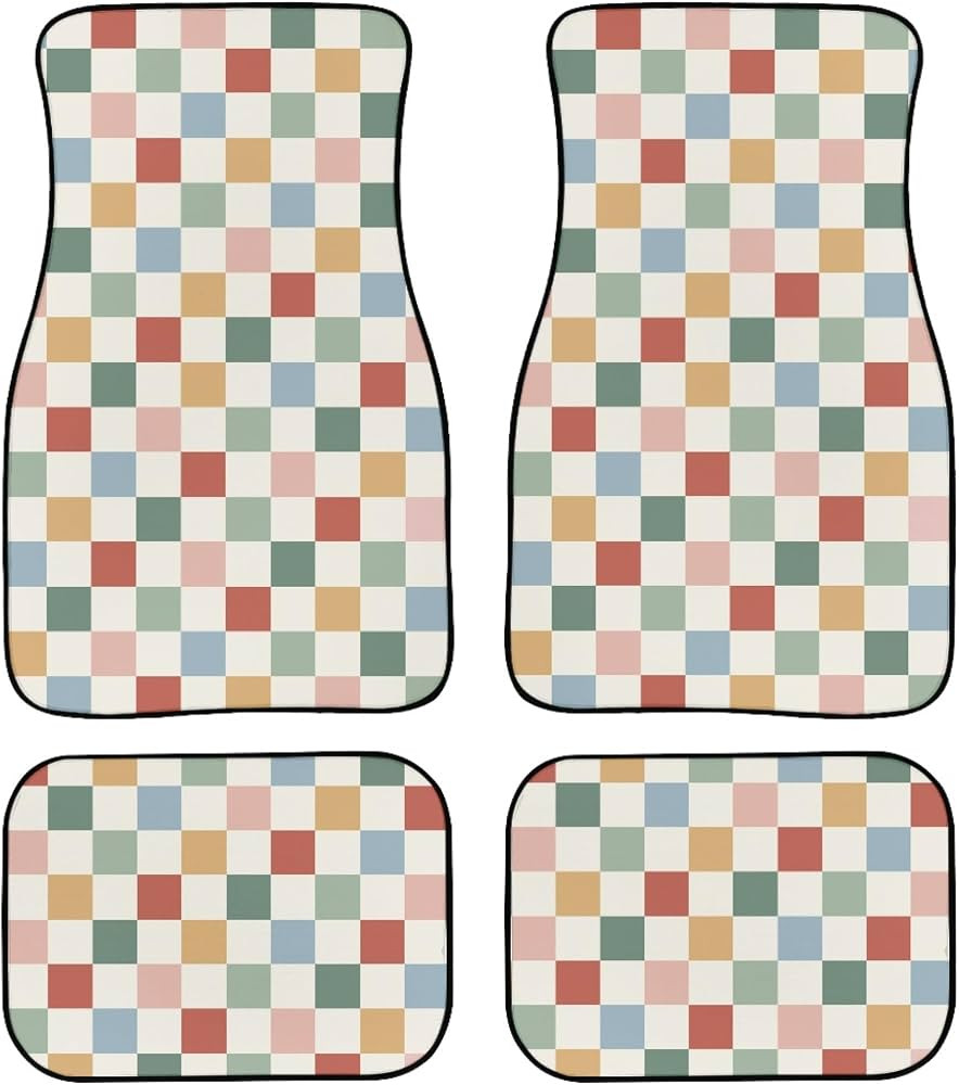 Checkered Floor Mats for Car Universal Rainbow Checkerboard Retro Colors Geometric Checkers Patte... | Amazon (US)