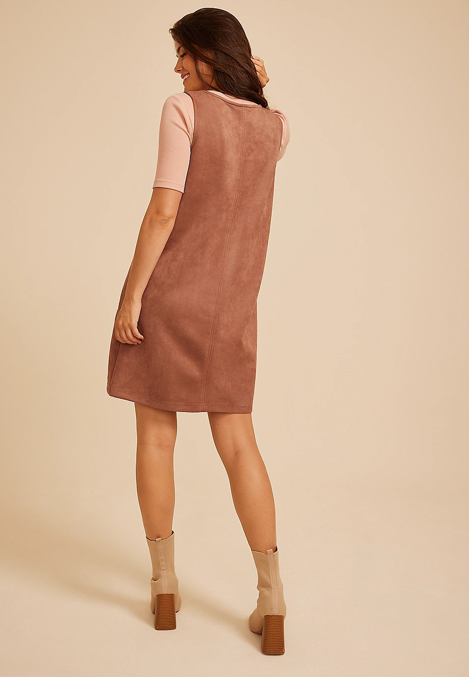 Bare Faux Suede Shift Dress | Maurices