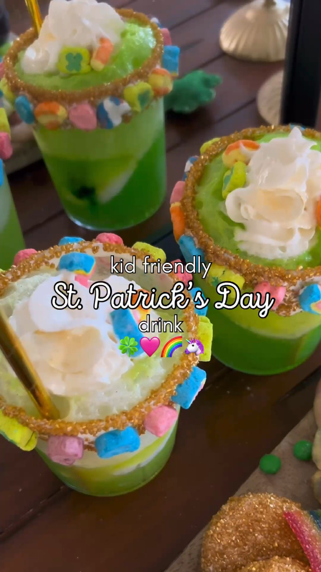 Super easy, kid friendly St. Patrick’s Day drink! 🍀🩷🌈🦄🌙

Melt your white chocolate meltables and line the glass while the chocolate is warm. Add Lucky Charms marshmallows and gold sprinkles to the warm chocolate. Put the glass in the fridge to harden quickly. Then, add a scoop of ice cream, a few drops of green food coloring, and pour in the sprite. Top with whip cream, a few spritz of edible gold glitter dust and more Lucky Charms marshmallows. Add a straw, and tada! Cheers! 🥂🍀⭐️

#LTKkids #LTKSeasonal #LTKhome