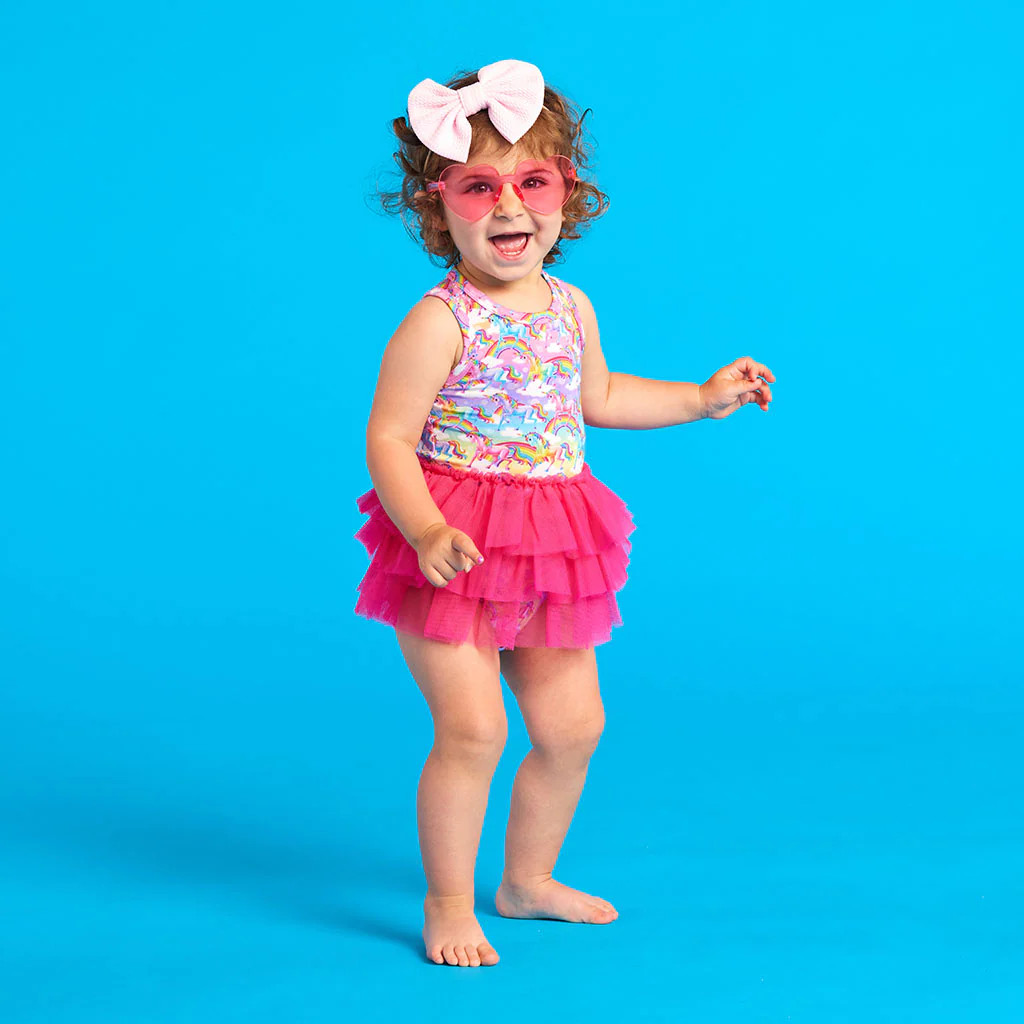Unicorns Multi Girl Tulle Onesie | Lisa Frank® Markie™ Magic | Posh Peanut
