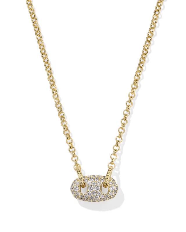 Bailey Gold Pave Short Pendant Necklace in White Crystal | Kendra Scott