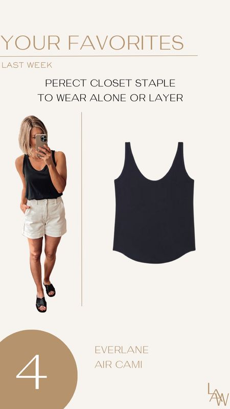 Everlane Air Cami, wearing sized down one in XS (code: LINDSEY10 (repeat customers) or LINDSEY20 (new customers) to save)

#LTKfindsunder100 #LTKstyletip #LTKfindsunder50