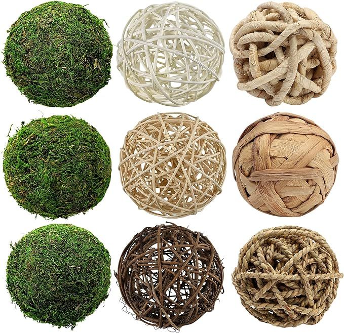 Natural Green Moss Decorative Ball, Hanging Balls with Handmade, Hanging Balls Vase Bowl Filler, ... | Amazon (US)